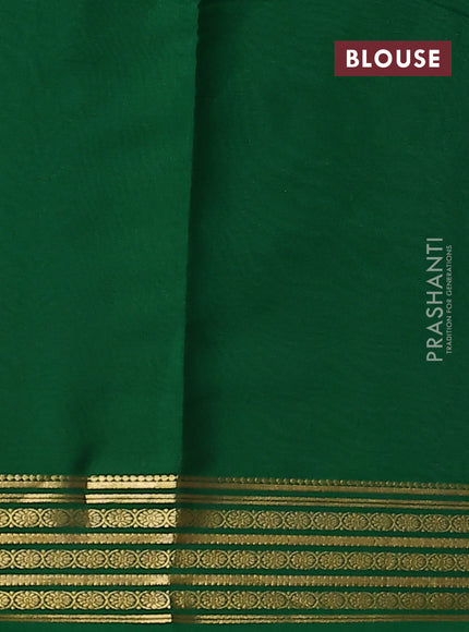 Pure mysore silk saree light pink and green with plain body and zari woven border
