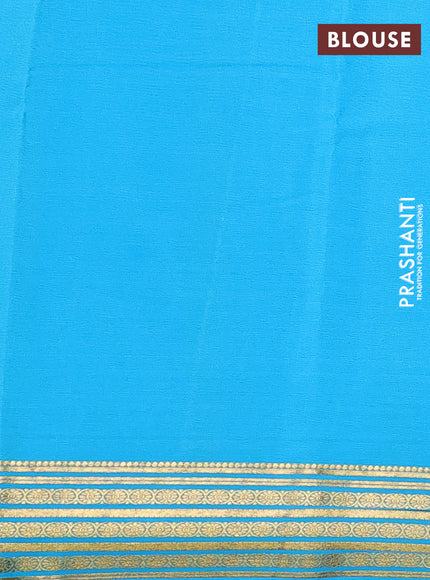 Pure mysore silk saree navy blue and light blue with plain body and zari woven border