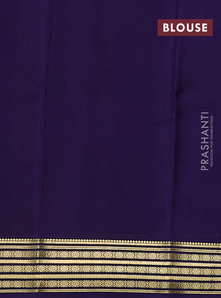 Pure mysore silk saree green and blue with plain body and zari woven border