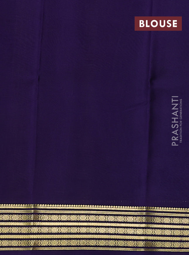 Pure mysore silk saree green and blue with plain body and zari woven border