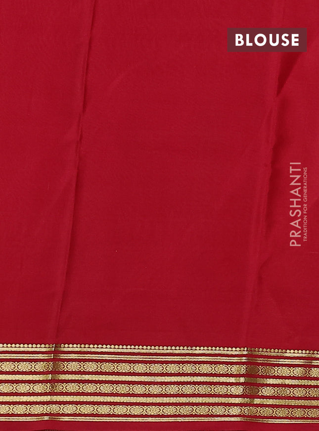 Pure mysore silk saree yellow and red with plain body and zari woven border