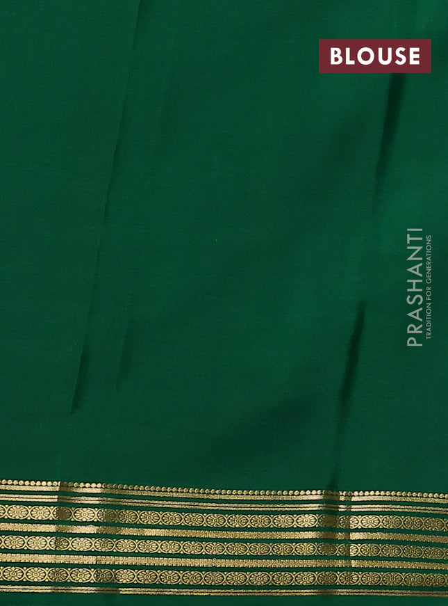 Pure mysore silk saree purple and green with plain body and zari woven border