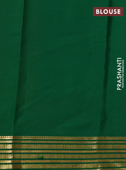 Pure mysore silk saree red and green with plain body and zari woven border