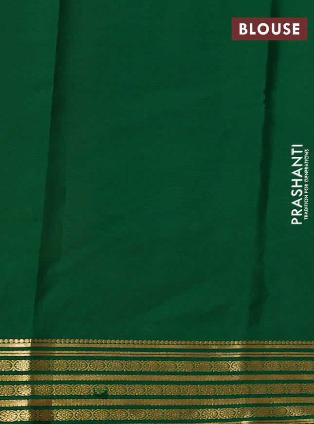 Pure mysore silk saree red and green with plain body and zari woven border