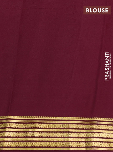 Pure mysore silk saree peach orange and brown with plain body and zari woven border