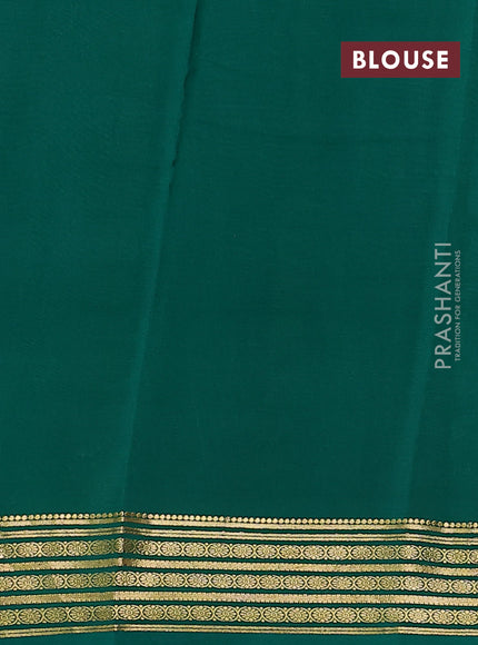 Pure mysore silk saree mauve pink and green with plain body and zari woven border