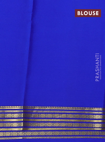 Pure mysore silk saree light green and blue with plain body and zari woven border