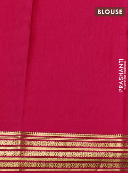 Pure mysore silk saree orange and pink with plain body and zari woven border