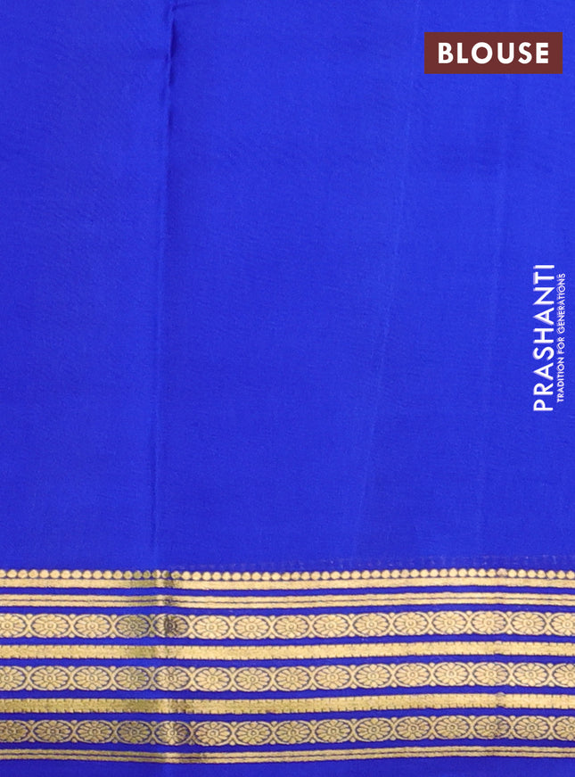 Pure mysore silk saree cs blue and royal blue with plain body and zari woven border