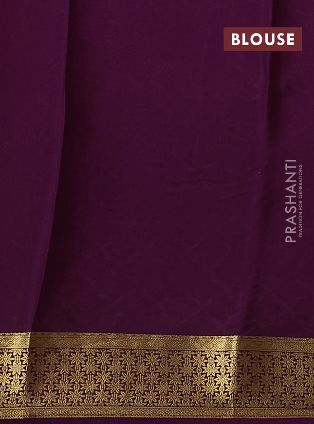 Pure mysore silk saree lime yellow and purple with zari woven buttas and zari woven border
