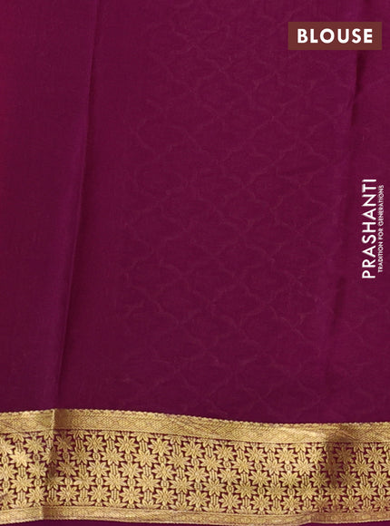 Pure mysore silk saree orange and purple with zari woven buttas and zari woven border