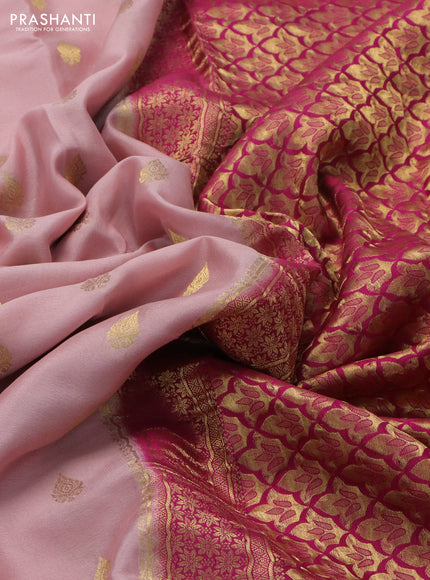 Pure mysore silk saree pastel pink and pink with zari woven buttas and zari woven border