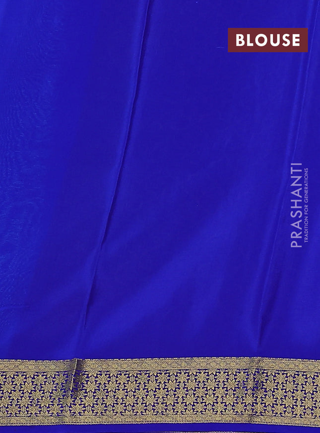 Pure mysore silk saree light pink and royal blue with zari woven buttas and zari woven border