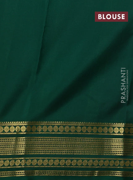 Pure mysore silk saree pink and green with plain body and zari woven border