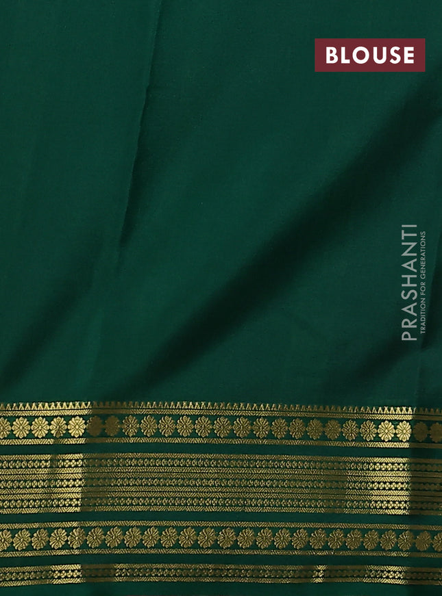 Pure mysore silk saree pink and green with plain body and zari woven border