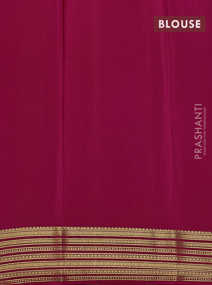 Pure mysore silk saree royal blue and magenta pink with plain body and zari woven border