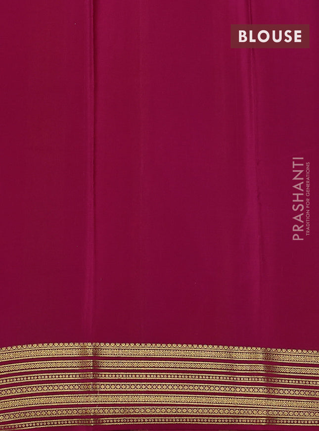 Pure mysore silk saree royal blue and magenta pink with plain body and zari woven border
