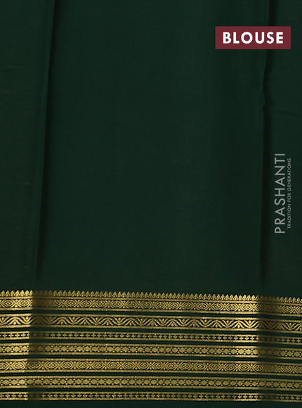 Pure mysore silk saree mango yellow and green with plain body and zari woven border
