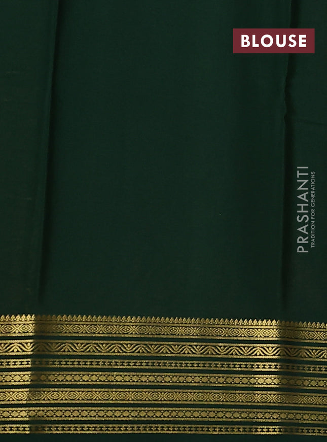 Pure mysore silk saree mango yellow and green with plain body and zari woven border