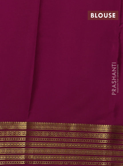 Pure mysore silk saree navy blue and magenta pink with plain body and zari woven border