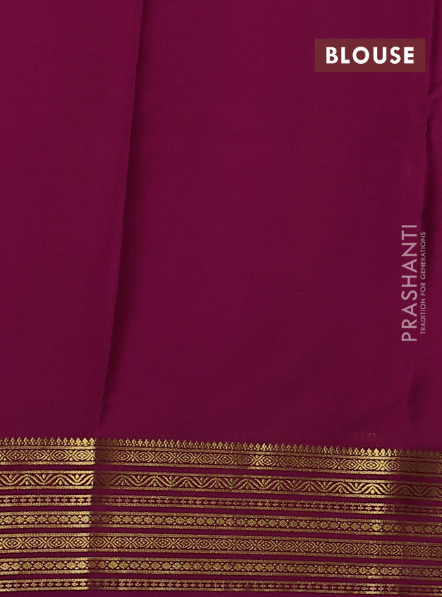 Pure mysore silk saree navy blue and magenta pink with plain body and zari woven border