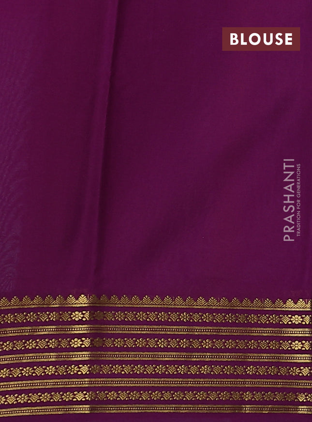 Pure mysore silk saree teal blue and purple with plain body and zari woven border