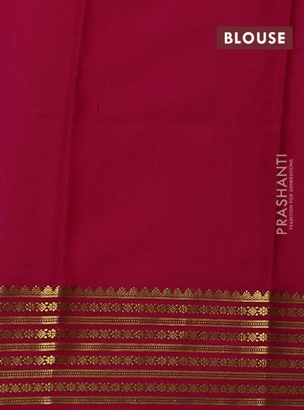 Pure mysore silk saree blue and pink with plain body and zari woven border