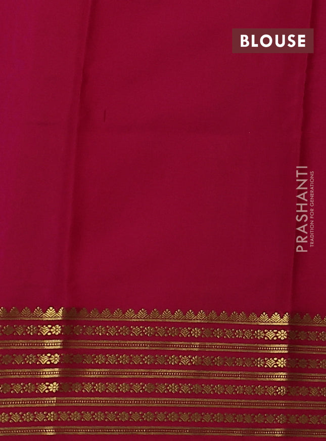 Pure mysore silk saree blue and pink with plain body and zari woven border