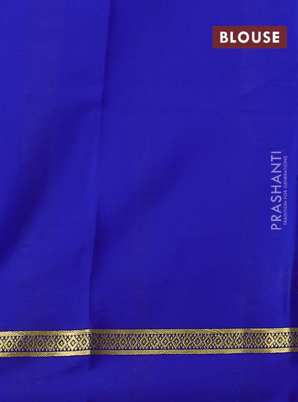 Pure mysore silk saree light blue and royal blue with plain body and zari woven simple border