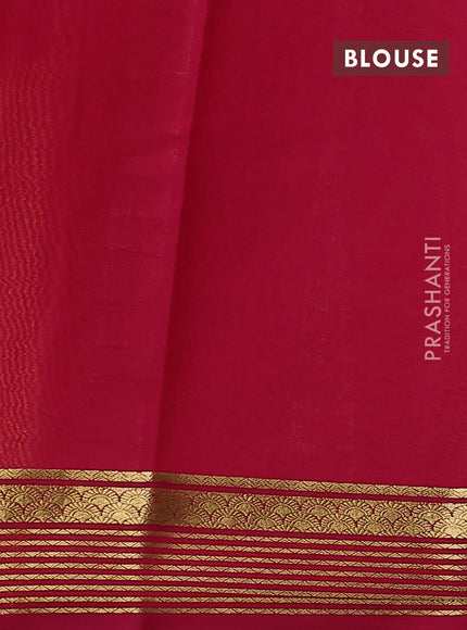 Pure mysore silk saree yellow and dark pink with plain body and zari woven border