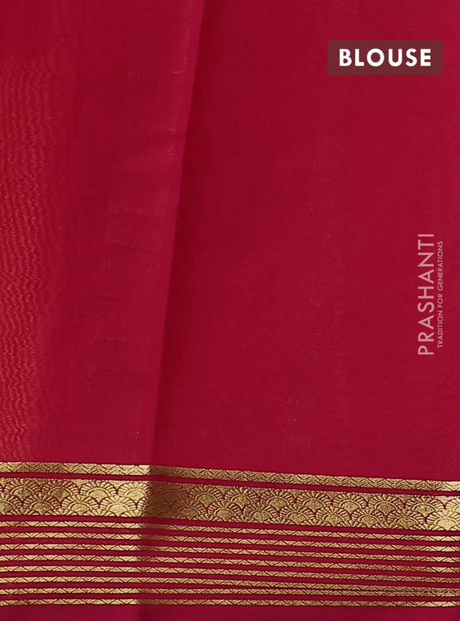Pure mysore silk saree yellow and dark pink with plain body and zari woven border