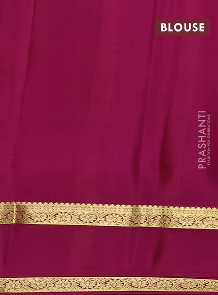 Pure mysore silk saree deep jamun and magenta pink with plain body and rettapet zari woven border