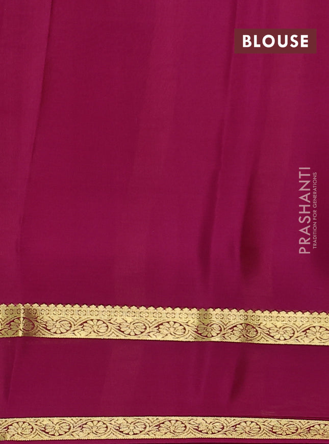 Pure mysore silk saree deep jamun and magenta pink with plain body and rettapet zari woven border