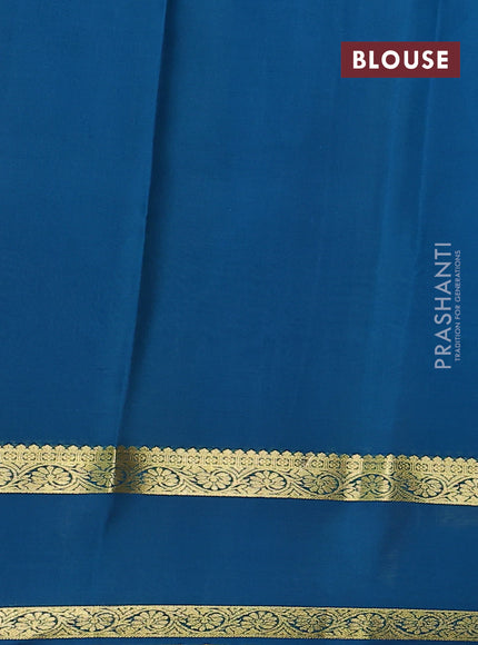 Pure mysore silk saree mustard yelow and cs blue with plain body and rettapet zari woven border