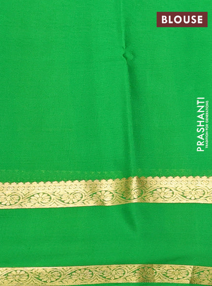 Pure mysore silk saree royal blue and green with plain body and rettapet zari woven border