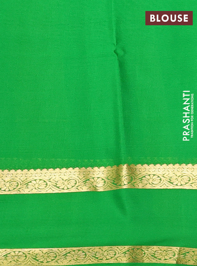 Pure mysore silk saree royal blue and green with plain body and rettapet zari woven border