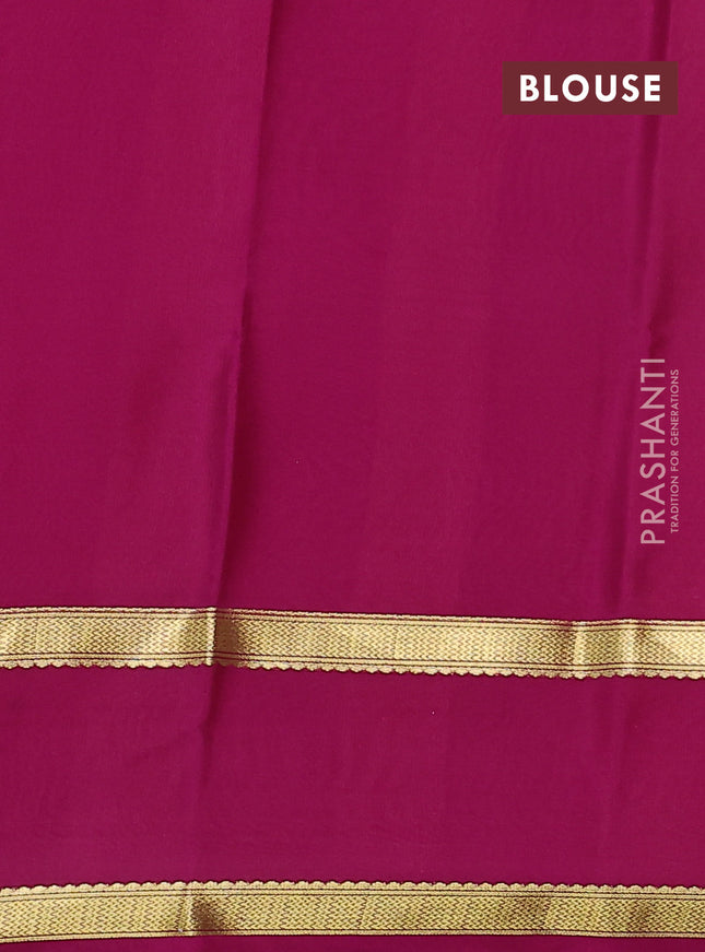 Pure mysore silk saree pastel green and pink with allover small zari checked pattern and rettapet zari woven border