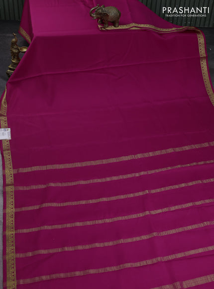 Pure mysore silk saree dark pink with plain body and zari woven border