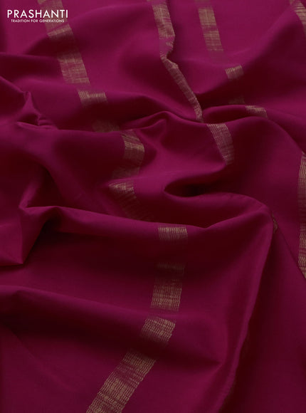 Pure mysore silk saree dark pink with plain body and zari woven border