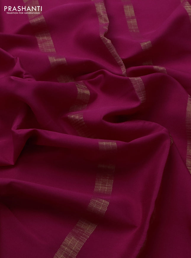 Pure mysore silk saree dark pink with plain body and zari woven border