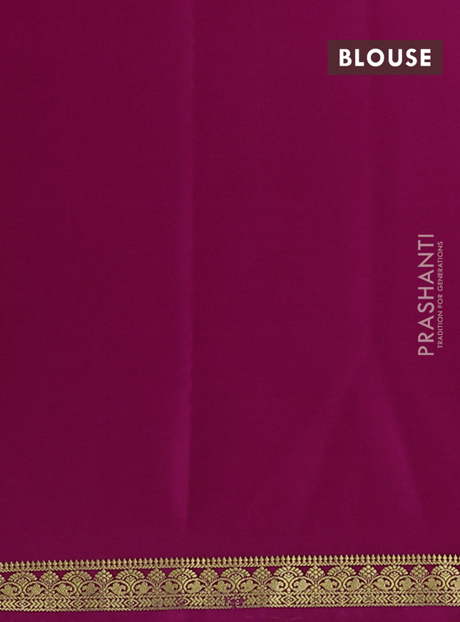 Pure mysore silk saree dark pink with plain body and zari woven border