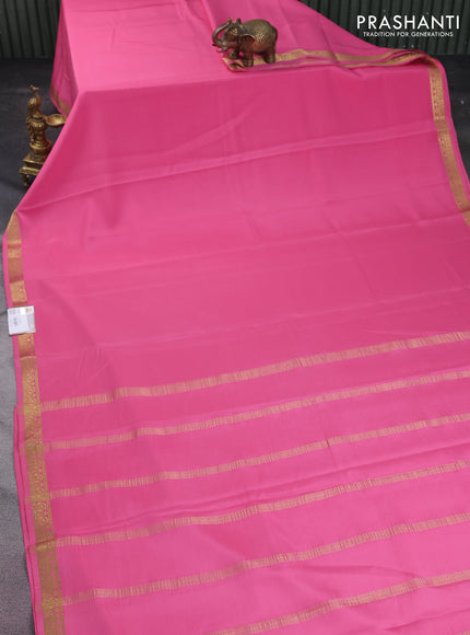 Pure mysore silk saree light pink with plain body and zari woven border