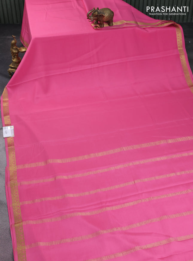 Pure mysore silk saree light pink with plain body and zari woven border