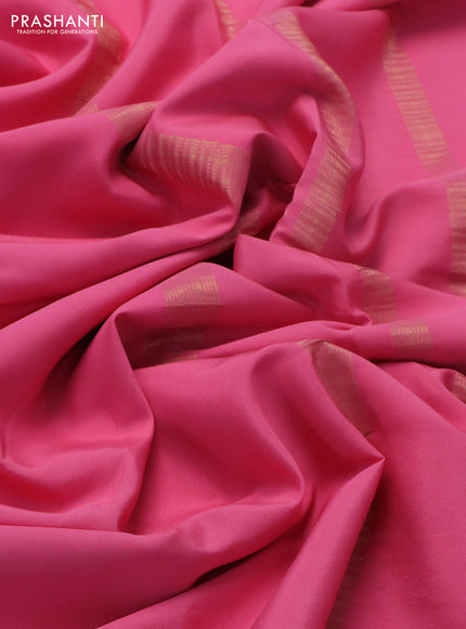 Pure mysore silk saree light pink with plain body and zari woven border