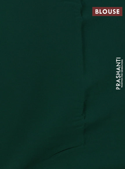 Pure mysore silk saree bottle green with plain body and zari woven border