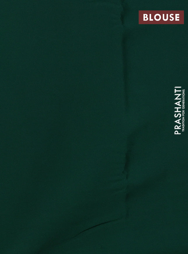 Pure mysore silk saree bottle green with plain body and zari woven border