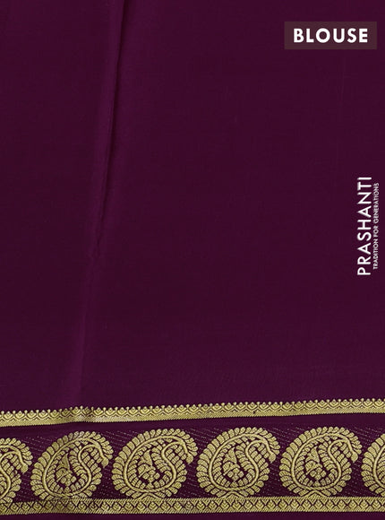 Pure mysore silk saree wine shade with plain body and paisley zari woven border