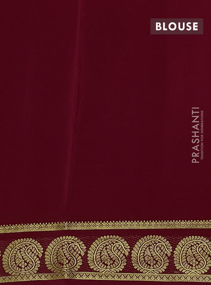 Pure mysore silk saree kumkum red with plain body and paisley zari woven border