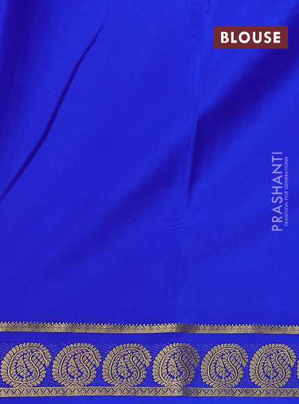 Pure mysore silk saree royal blue with plain body and paisley zari woven border