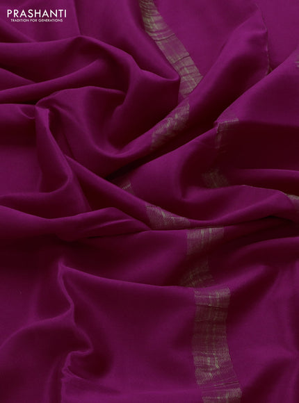 Pure mysore silk saree dark pink with plain body and paisley zari woven border